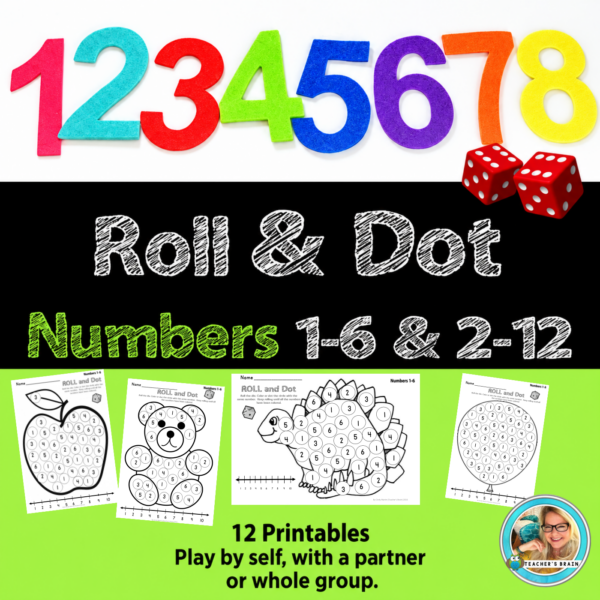 Kindergarten Number Sense Activities | Roll and Dot Numbers 1–12