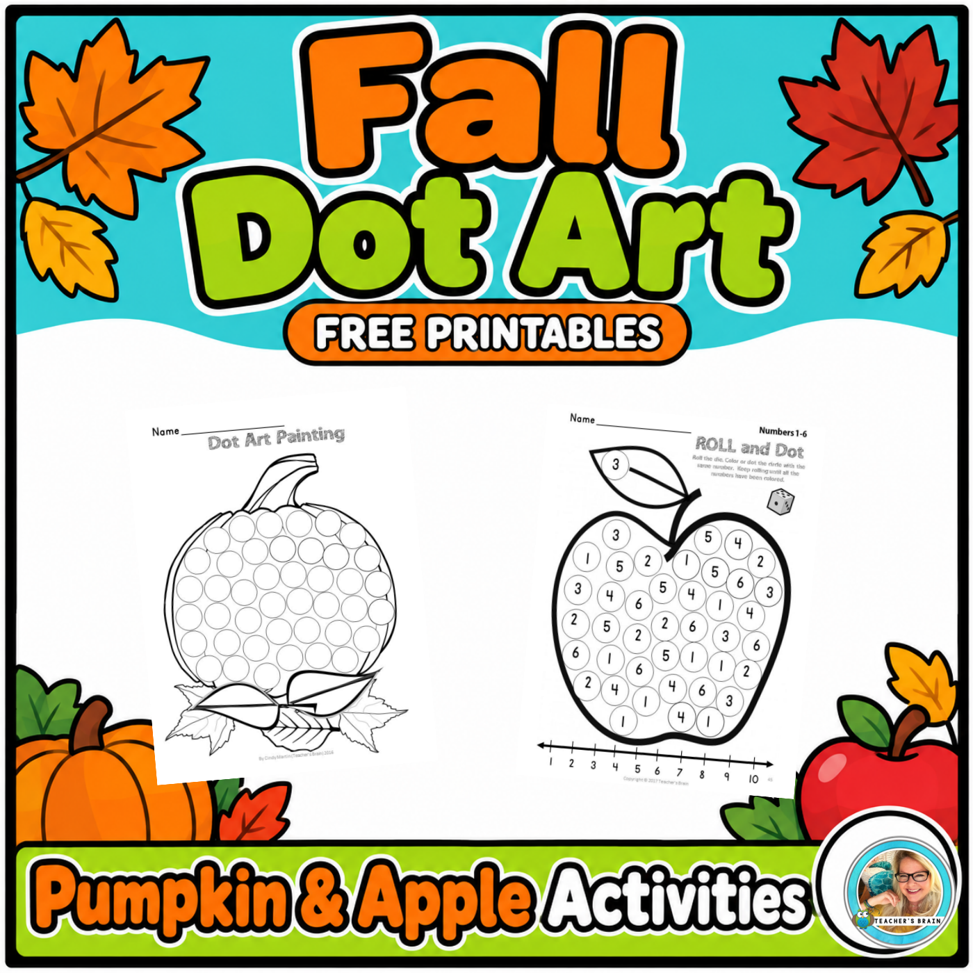 Free Fall Dot Art Printables | Pumpkin and Apple Math