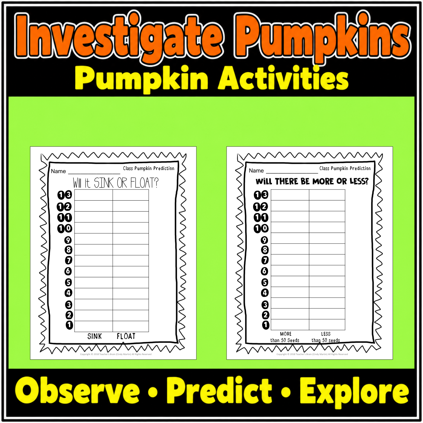 Pumpkin Activities for Kindergarten and First Grade