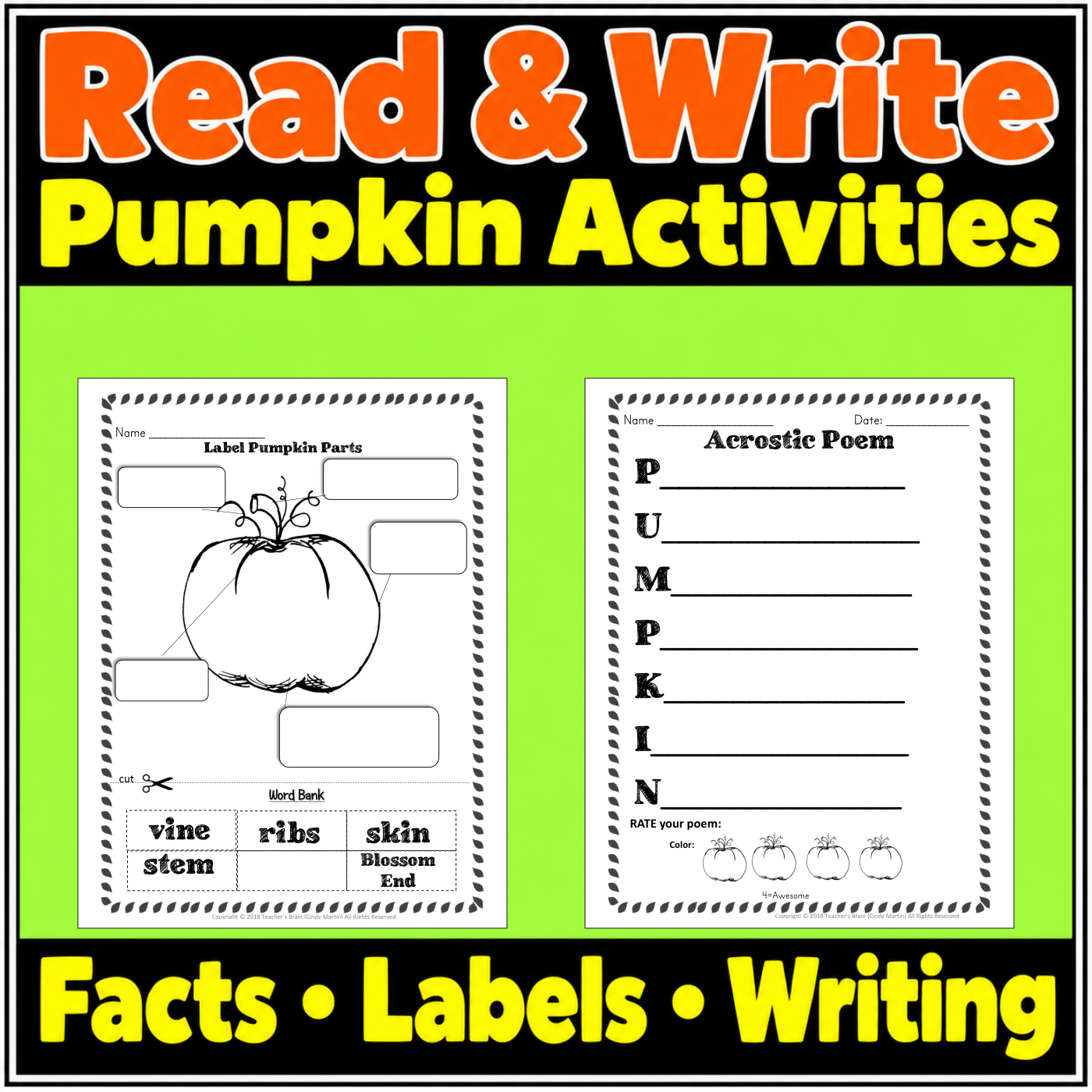 Pumpkin Activities for Kindergarten and First Grade