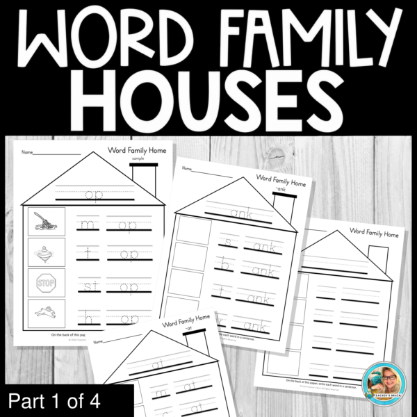 Word Family Houses Worksheets | Phonics Activities Set 1