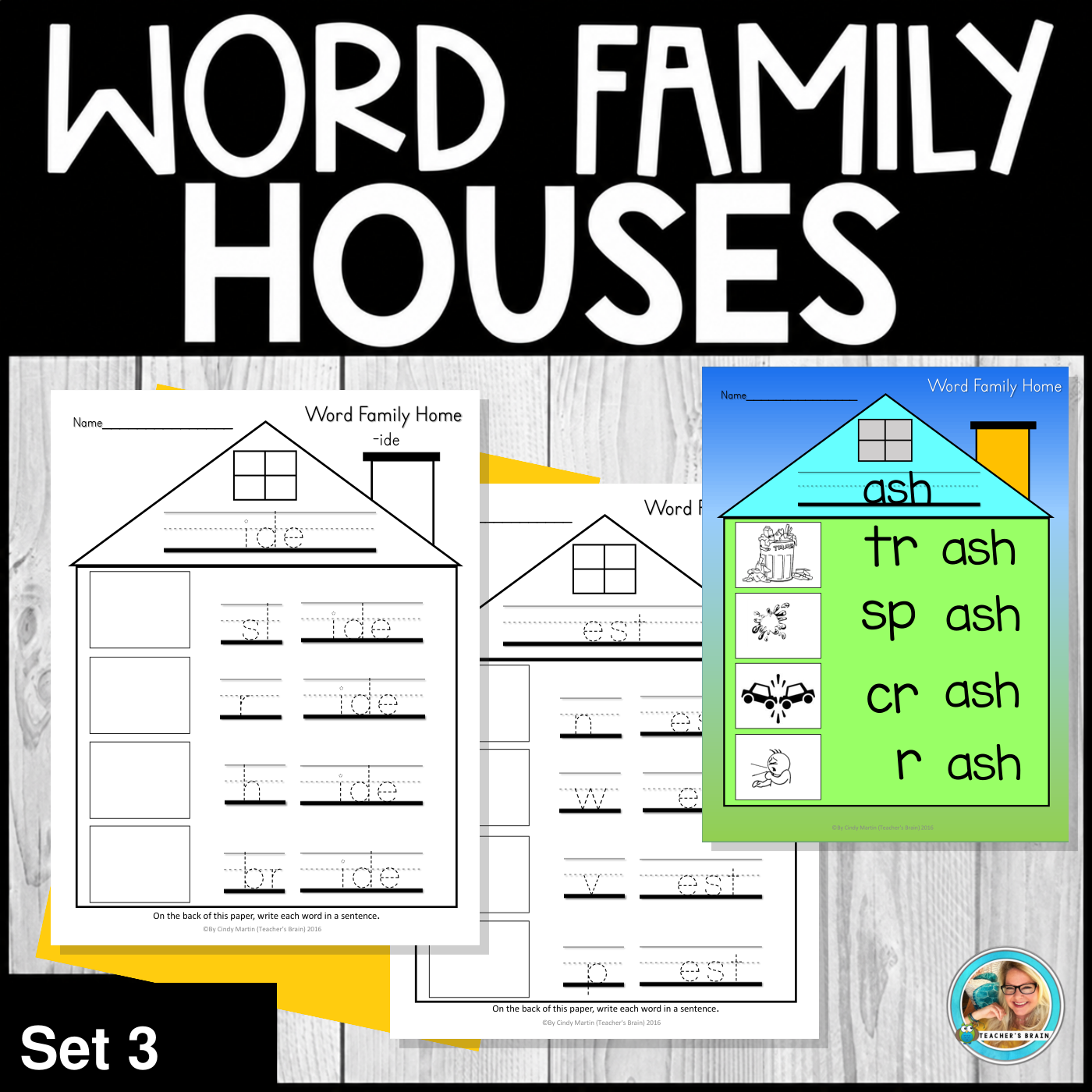 Brain Set Word Family Houses Worksheets | Phonics Activities Set 3