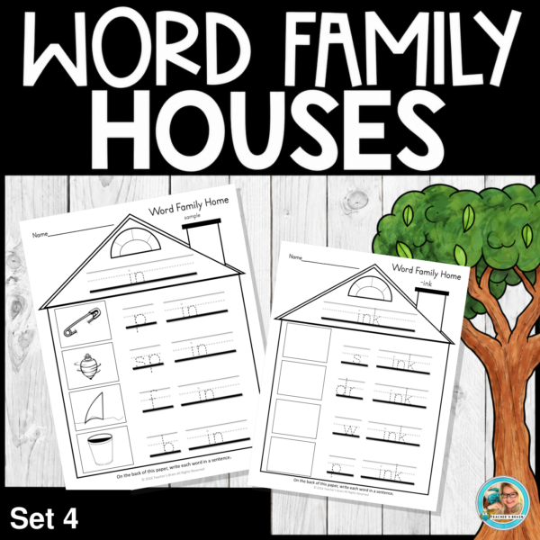 Word Family Houses Worksheets | Phonics Activities Set 4