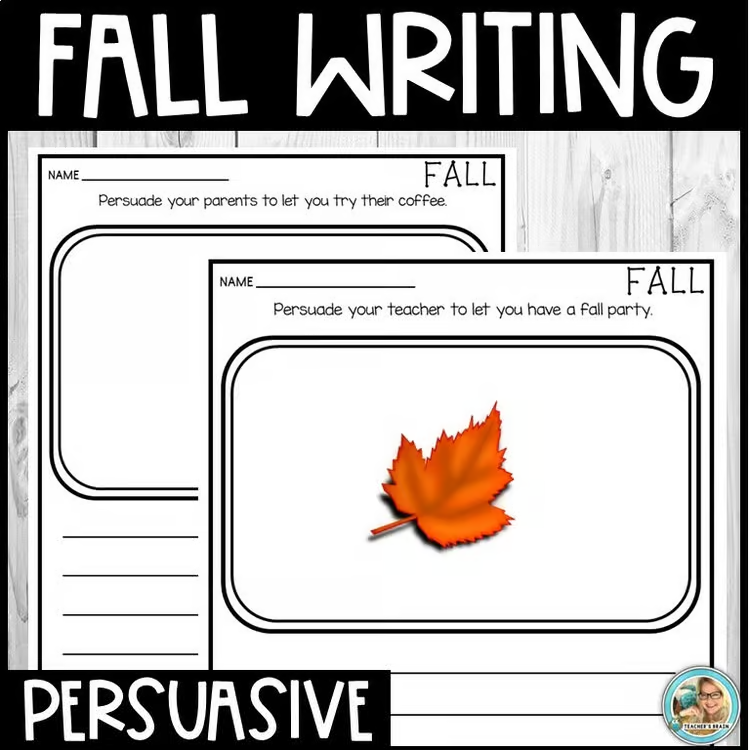 Fall themed opinion writing activities for kids.